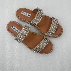 Steve Madden Zendaya Rhinestone Embellished Espadrilles Sandals Size 8 NEW